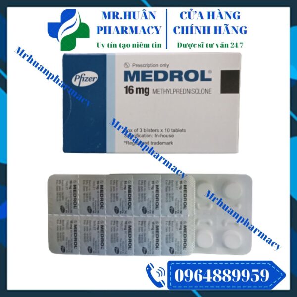 Medrol 16mg, Medrol, Methylprednisolon, Chống viêm, Chống dị ứng