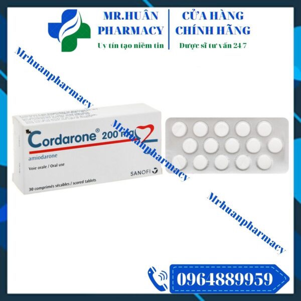 Cordarone 200mg, Cordarone, Tim mạch, Cơn đau thắt ngực
