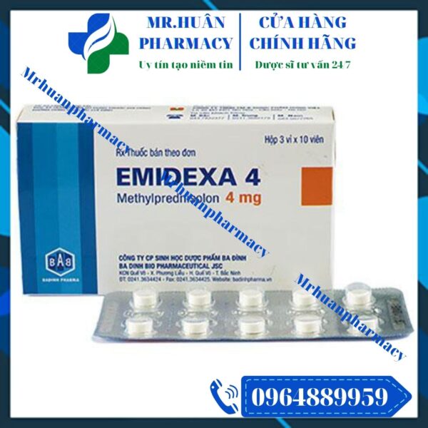 Emidexa 4, Emidexa, Medrol, Methylprednisolon, Chống viêm, Chống dị ứng