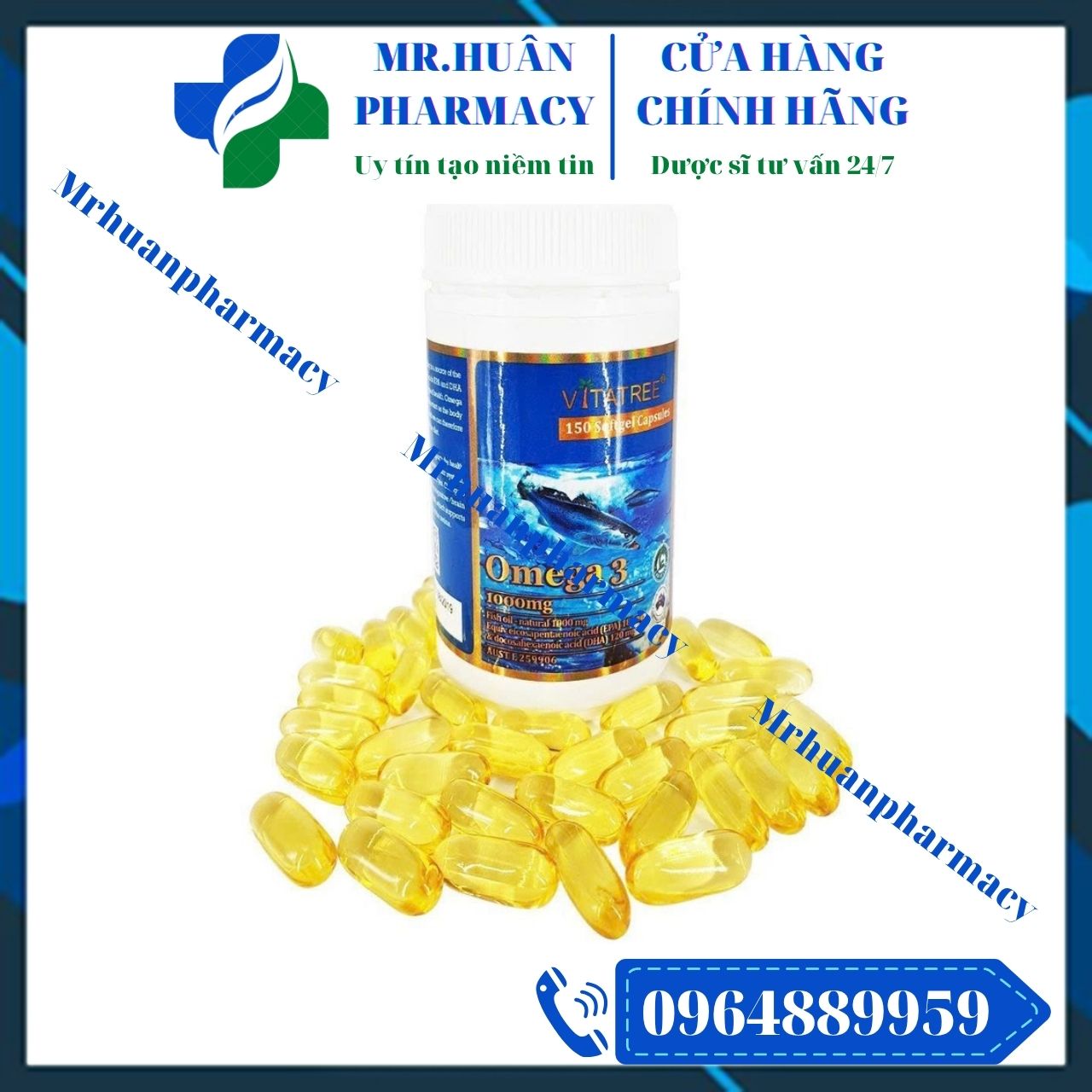 Vitatree Omega 3 1000mg, Vitatree Omega 3, Omega 3, Bổ não, Bổ mắt, Dầu cá hồi Vitatree Omega 3 1000mg, Vitatree Omega 3, Omega 3, Bổ não, Bổ mắt, Dầu cá hồi