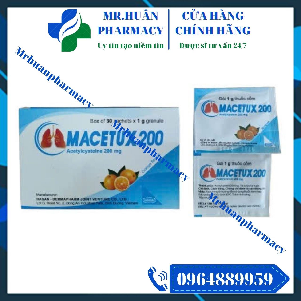 Macetux 200, Macetux, Acetylcystein, Long đàm, Tiêu nhầy, Giảm ho Macetux 200, Macetux, Acetylcystein, Long đàm, Tiêu nhầy, Giảm ho