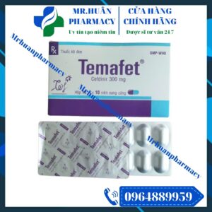 Temafet 300mg, Cefdinir 300mg, Viêm phổi, Viêm họng, Viêm nang lông, Nhọt