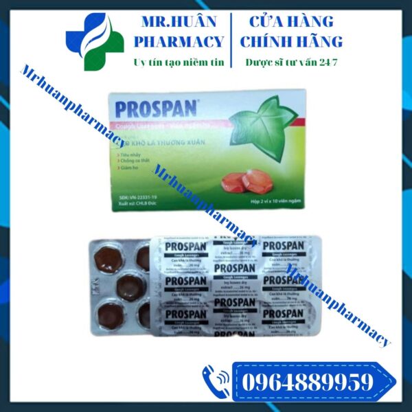 Ngậm ho, Viên ngậm ho, Prospan Cough Lozenges, Prospan, Viêm phế quản mạn tính, Giảm ho