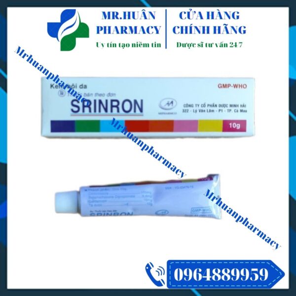 Srinron 10g, Srinron, Viêm da tiếp xúc, Eczema dị ứng, Viêm tai ngoài mãn, Nấm Candida