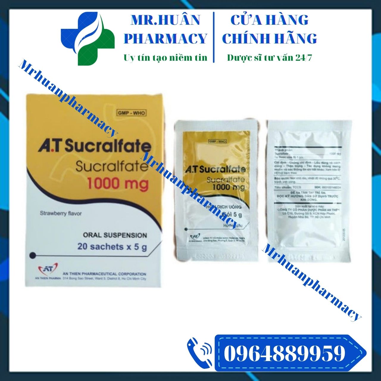 A.T Sucralfate 1000mg, Sucralfate, Loét dạ dày, Loét tá tràng, Viêm dạ dày, Loét thực quản A.T Sucralfate 1000mg, Sucralfate, Loét dạ dày, Loét tá tràng, Viêm dạ dày, Loét thực quản