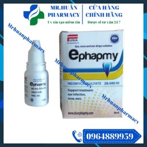 Dung dịch nhỏ mắt mũi tai Ephapmy, Ephapmy, Viêm kết mạc, Viêm giác mạc, Viêm mống mắt, Viêm tai ngoài