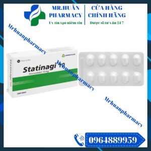 Statinagi 10, Statinagi, Atorvastatin, Atorvastatin 10mg, Mỡ máu cao, Hạ mỡ máu