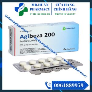 Agibeza 200, Agibeza, Bezafibrat, Bezafibrat 200mg, Mỡ máu cao. Cholesterol máu cao