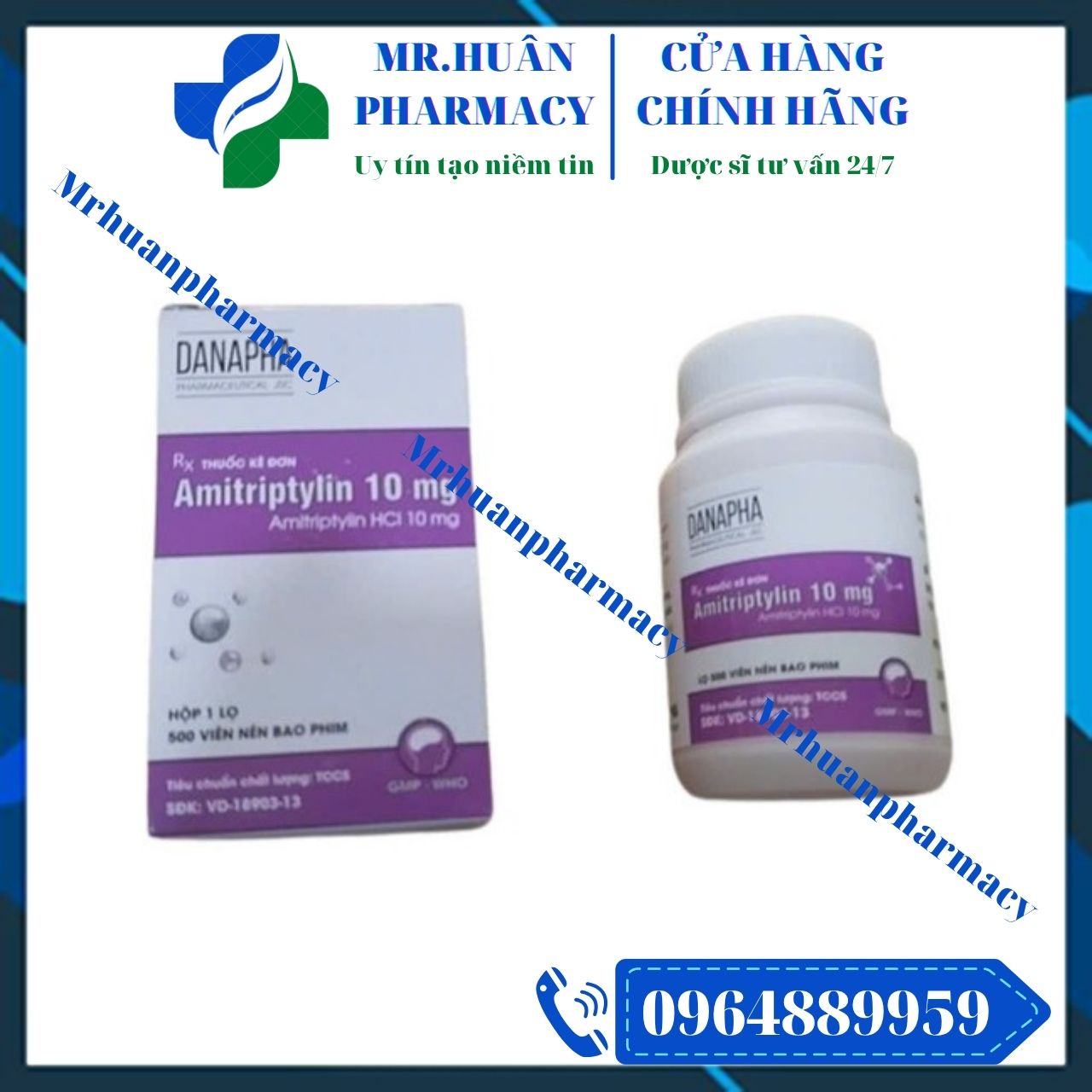 Amitriptylin 10mg Danapha, Amitriptylin 10mg, Amitriptyline, Trầm cảm, Đái dầm Amitriptylin 10mg Danapha, Amitriptylin 10mg, Amitriptyline, Trầm cảm, Đái dầm